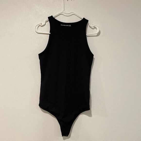 Abercrombie & Fitch Black Ribbed Bodysuit Sleeveless Size M - Picture 1 of 6